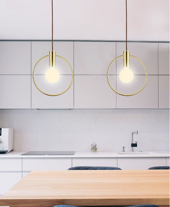 Nordic restaurant brass chandelier bar counter circle chandelier